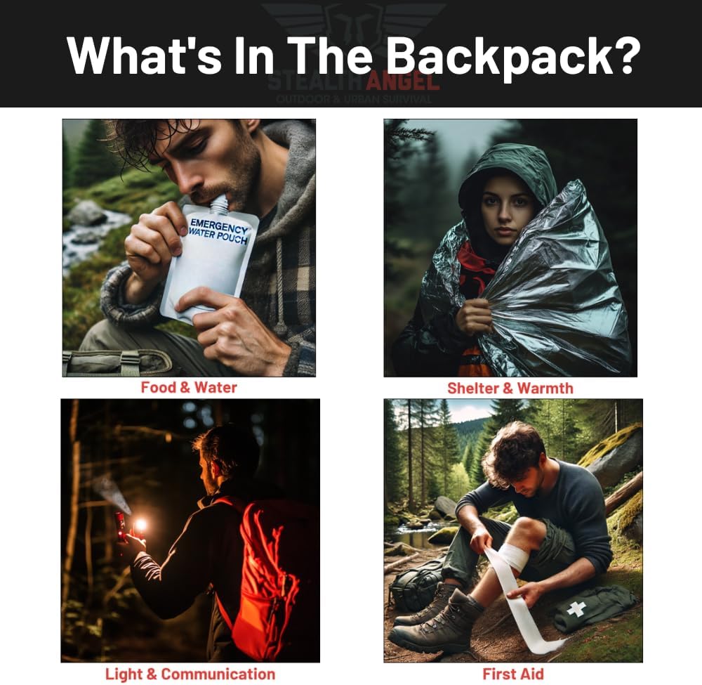 Survival - 72 Hour Family Emergency Kit - 1-5 Person Survival Bag for Earthquakes, Hurricanes, and Other Natural