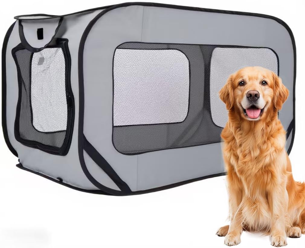 36 Inch Foldable Dog Kennel for Medium Dogs, Portable Waterproof Pop-Up Pet Crate, Indoor Outdoor Travel Car Seat