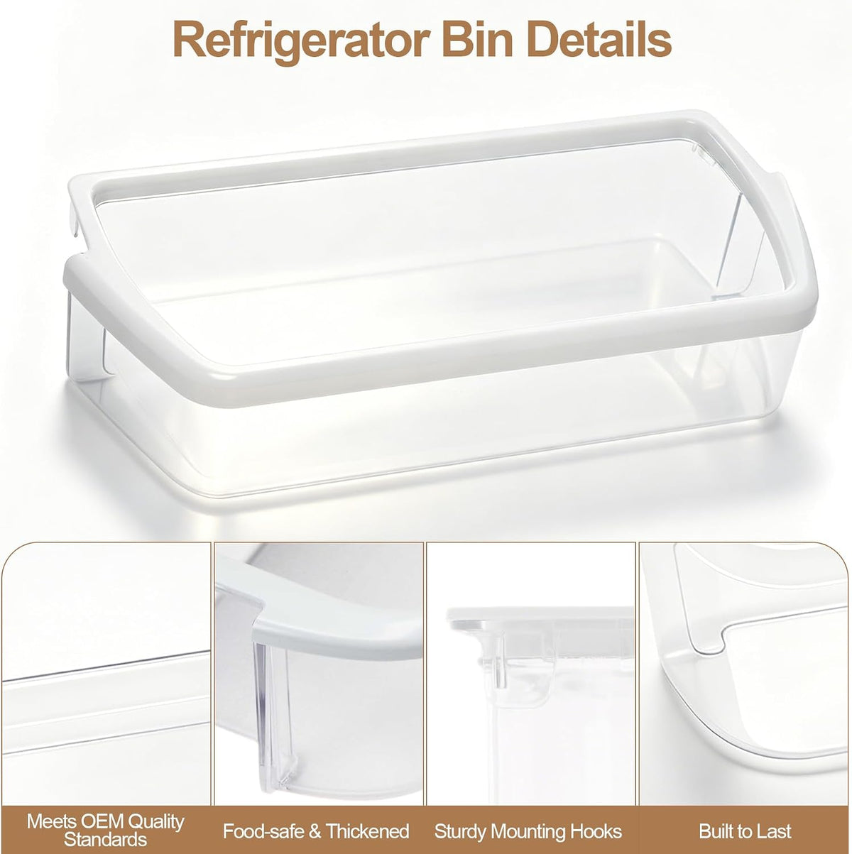 2-Pack ED5LHAXWQ00 ED5LHAXWS07 Right Door Shelf Bin for Whirl-pool Fridge
