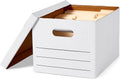 Storage/Filing Boxes with Lift-Off Lid, Letter/Legal Size, Collapsible, Tape-Free Assembly, White, 16.2" L x 12.5" W