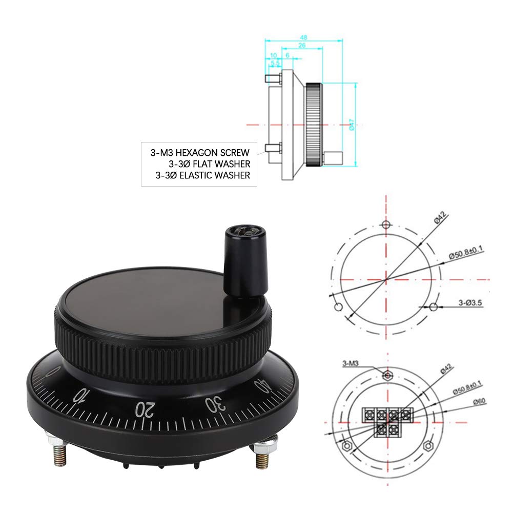 Manual Pulse Generator 100PPR 60mm 5V 6 Terminal Encoder
