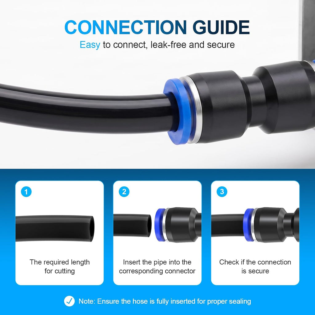 Black PU Air Hose, 12mm OD 8mm ID, 50FT