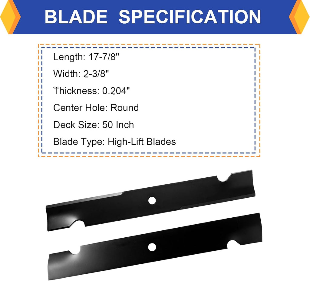(3 Pack) Replacement Lawn Mower Blades for OEM 038-0005-00, Compatible with 54'' Cut Bad Boy Mower