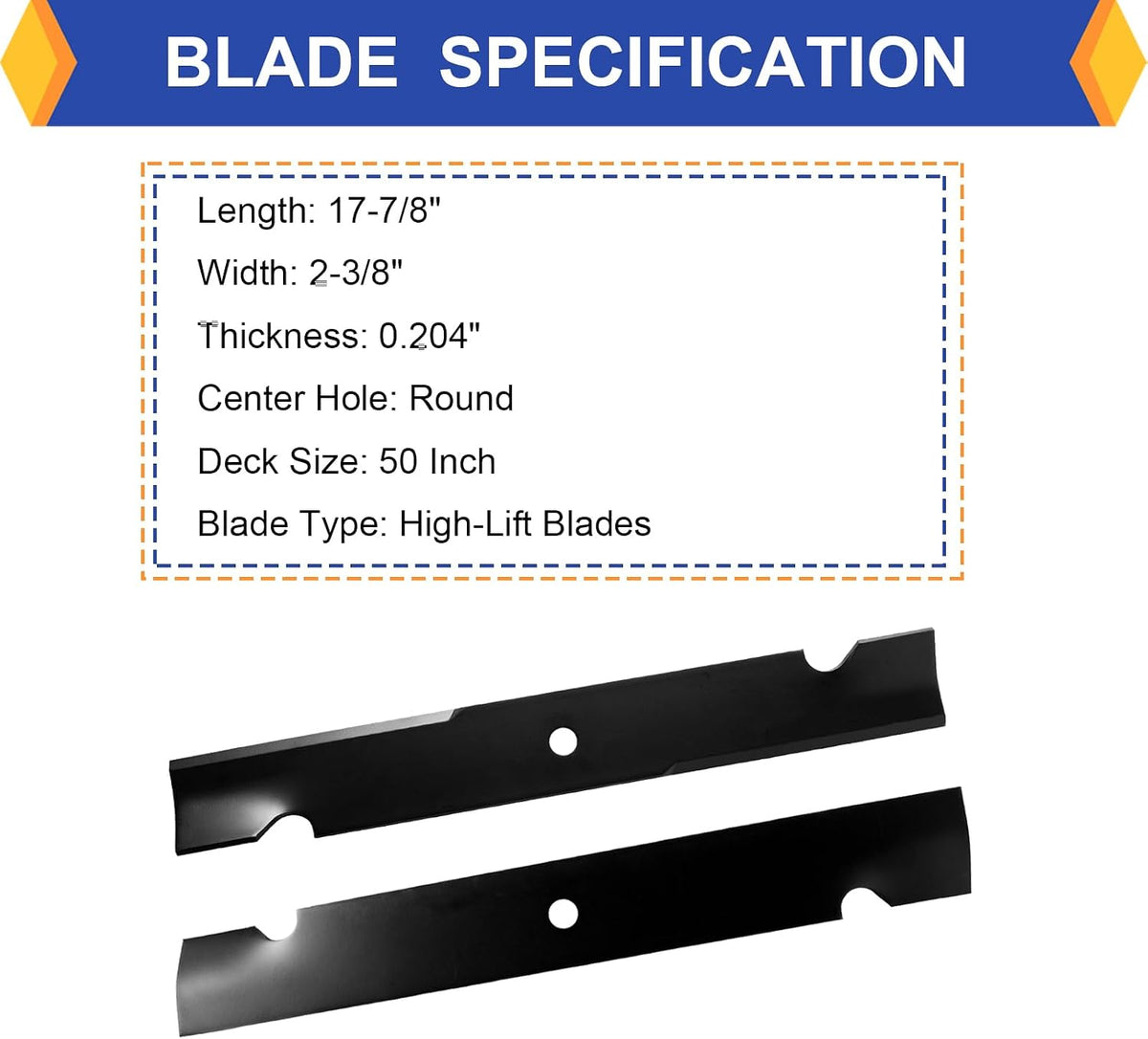 (3 Pack) Replacement Lawn Mower Blades for OEM 038-0005-00, Compatible with 54'' Cut Bad Boy Mower