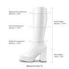 Women's Gogo Knee High Chunky Heel Boots,Size 11,White-Pat
