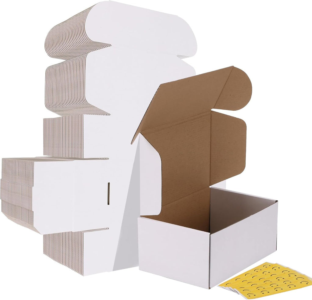 9x6x4 Shipping Boxes Set of 30, White Corrugated Cardboard Mailer Box for Packing Small Business