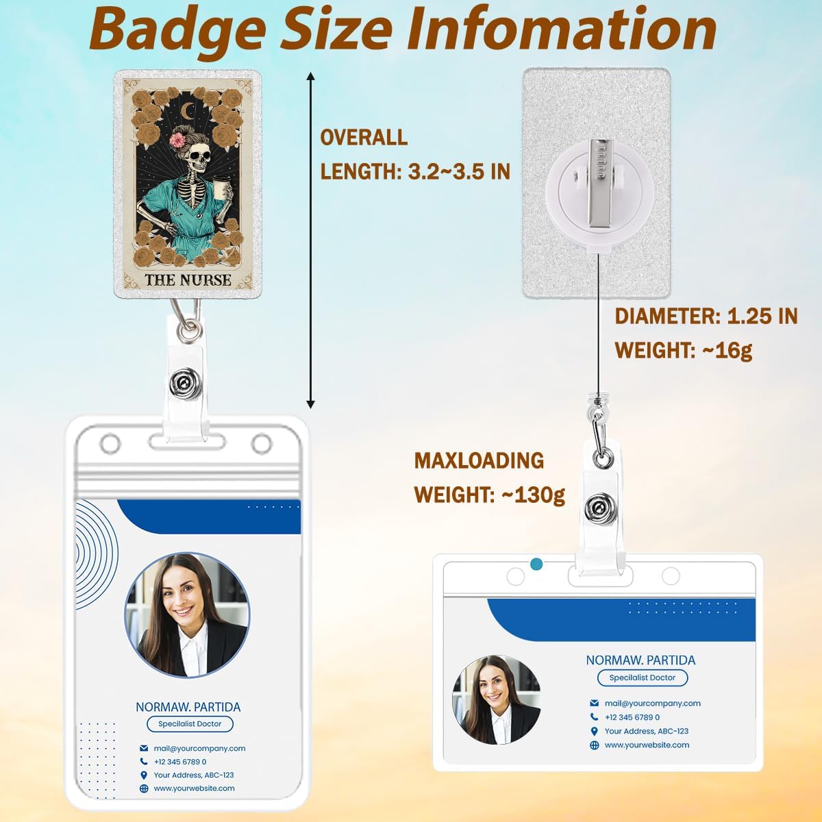 Nurse Badge Reel, Fun Retractable ID Holder with Alligator Clip for CNA RN LPN MA, Medical Badge Clip for Nursing