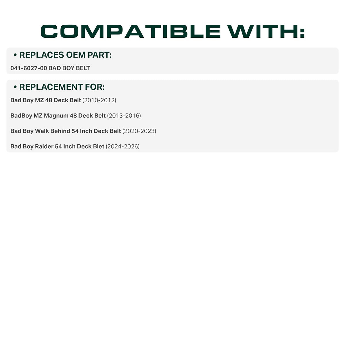 UDC Parts 041-6027-00 Bad Boy Deck Belt Replacement, 5/8" x 131"