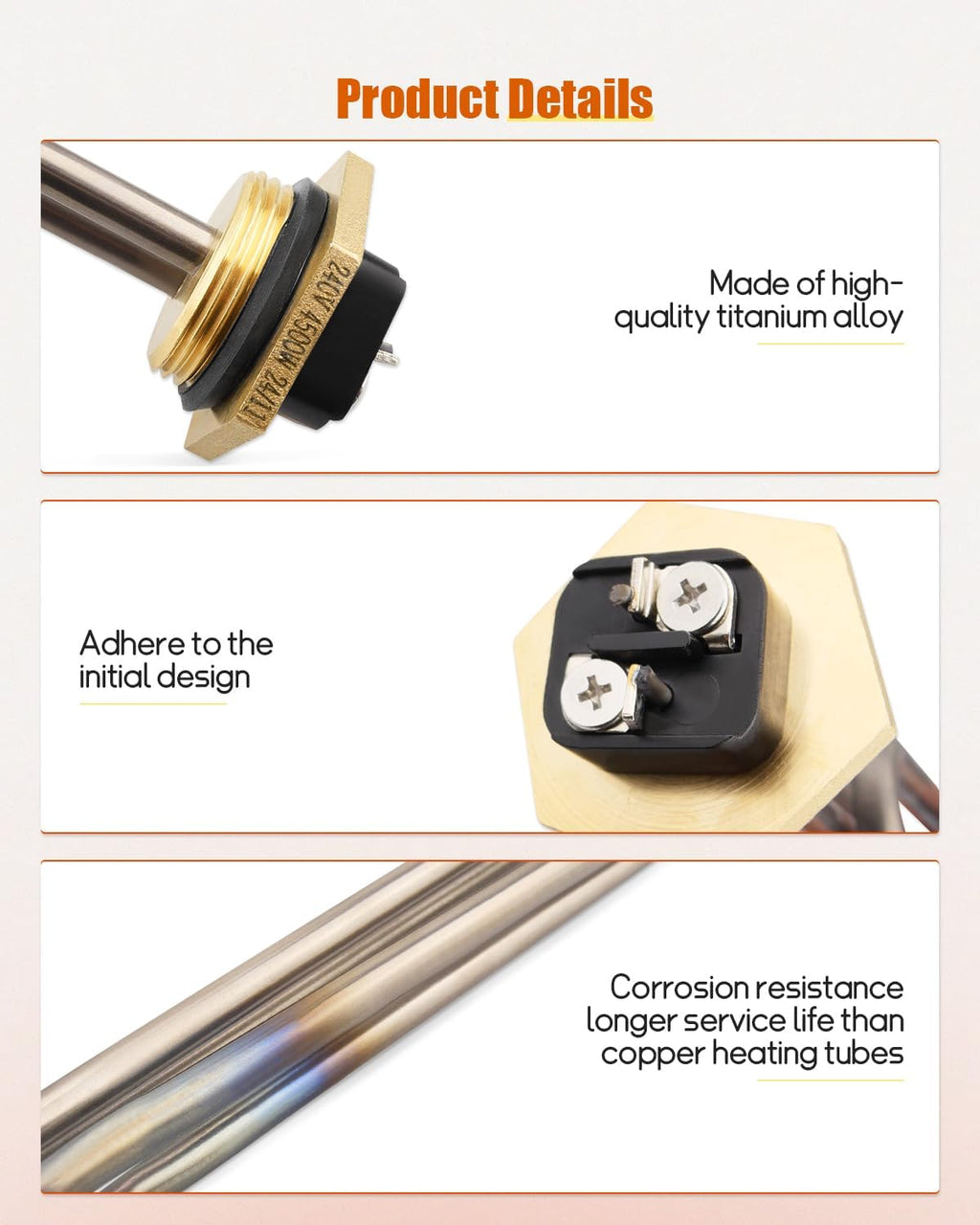 Water Heater Element Replacement Fit for Rheem Marathon, Replace SP213670, 4500W Titanium Water Heater Element