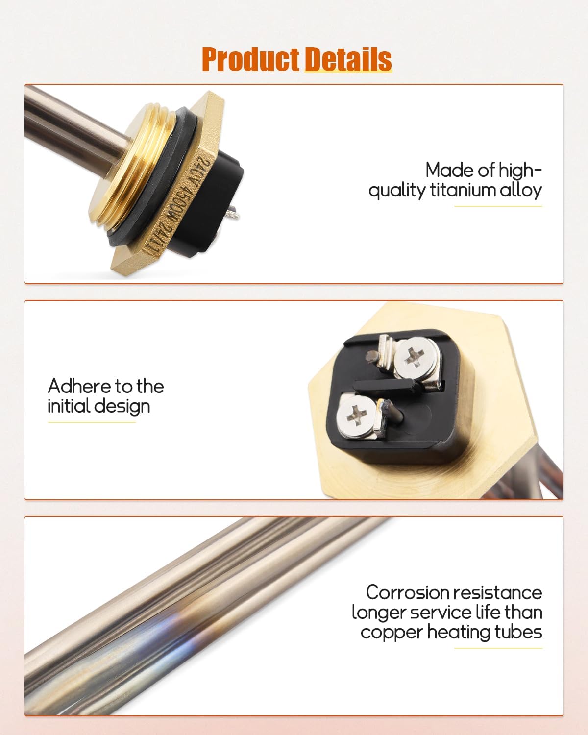 Water Heater Element Replacement Fit for Rheem Marathon, Replace SP213670, 4500W Titanium Water Heater Element