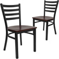 Hercules Ladder Back Restaurant Chair, Mahogany, 2-Pack