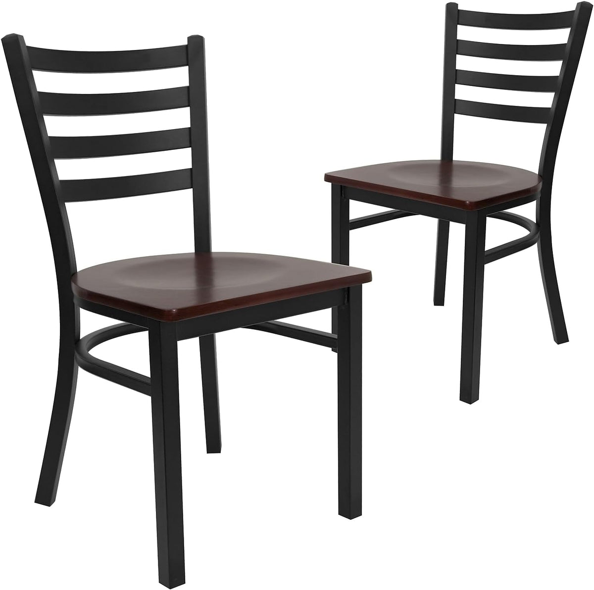 Hercules Ladder Back Restaurant Chair, Mahogany, 2-Pack