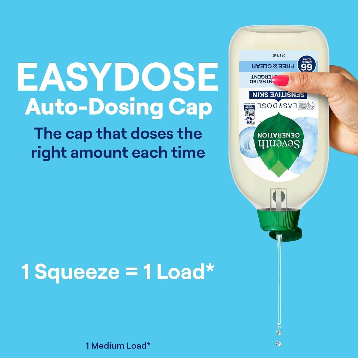 Laundry Detergent, Ultra Concentrated EasyDose, Free & Clear, 23.1 Fl Oz