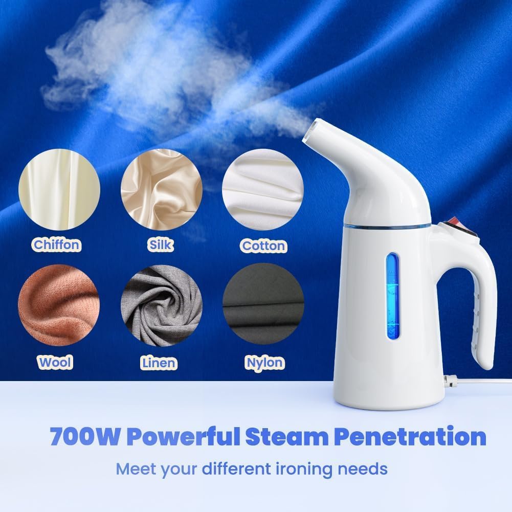 Steamer for Clothes 700W, Fast Heat-up in 40S Clothes Steamer | 120ML Water Tank, 25g/min Strong Penetrating Steam