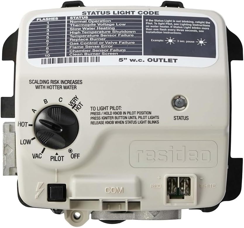 Reliance Water Heater Natural Gas Control Valve 100112336 Thermostat Compatible with A.O. Smith, Reliance, State, and American Branded Water Heaters
