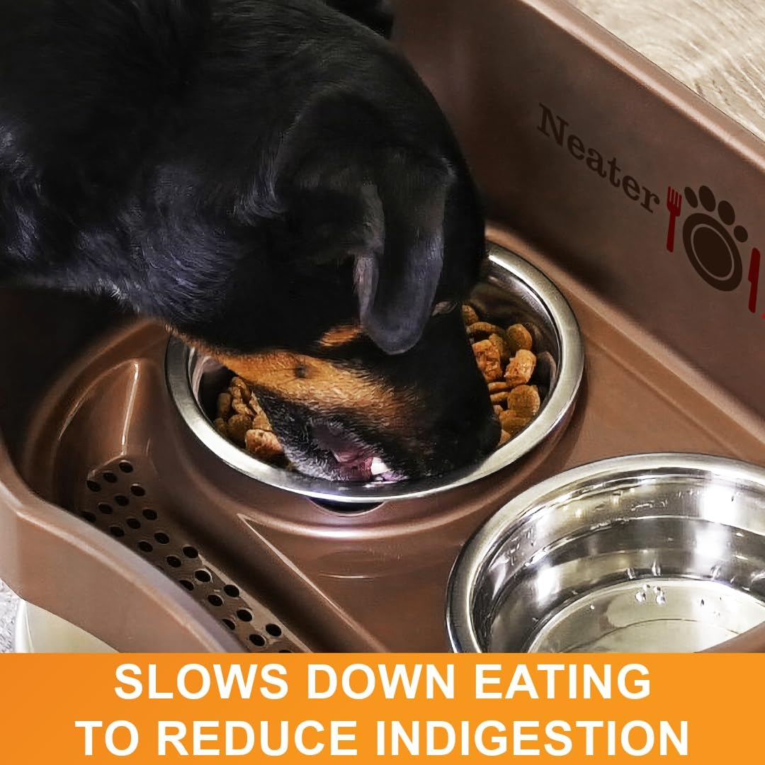 Stainless Steel Slow Feed Dog Bowl for Fast Eating Large Breed, Metal Slow Feeder Dog Bowl Fits in Large Neater