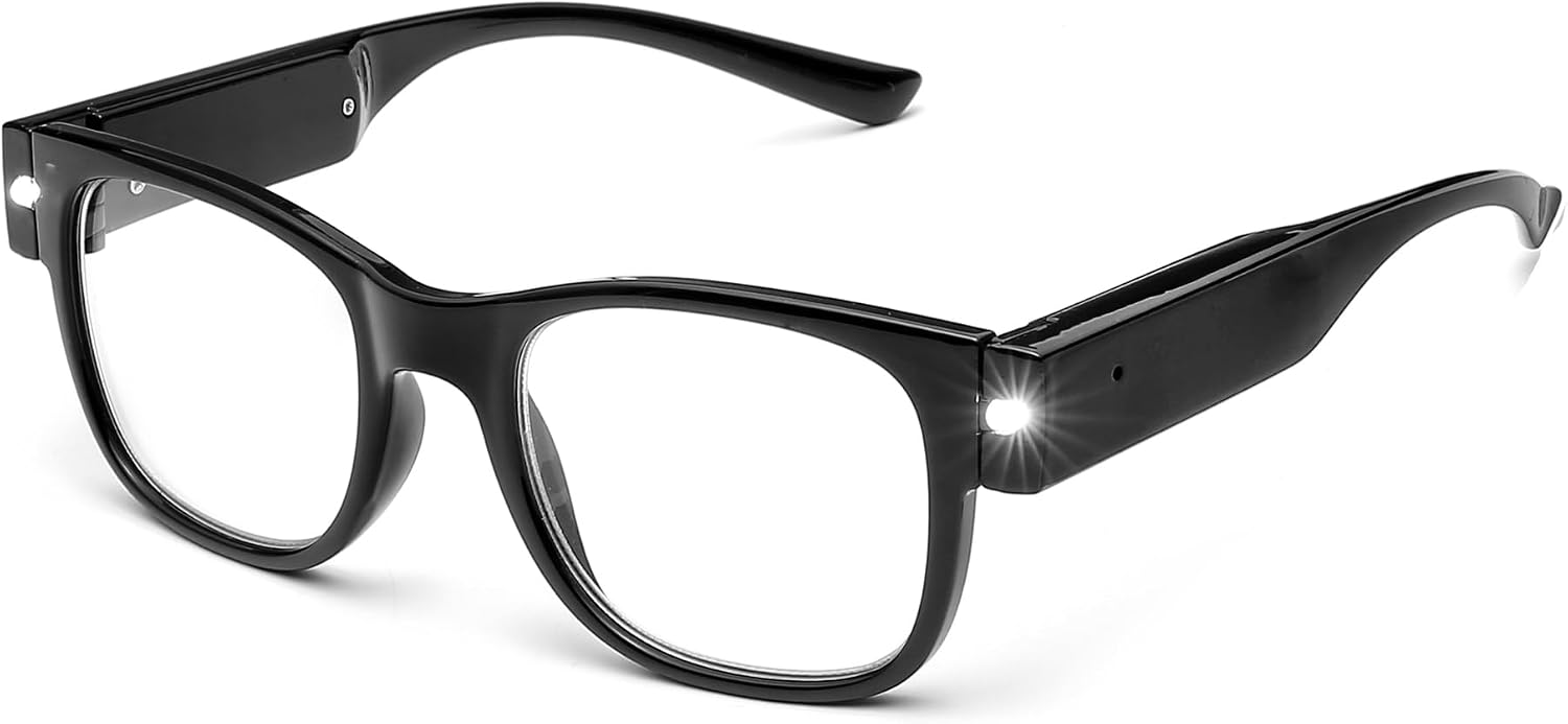 Reading Glasses Lighted Rechargeable Bright LED Readers with Lights Eyewear Clear Vision Unisex