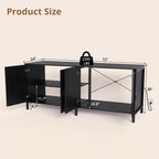 180-200 Gallon Fish Tank Stand with Power Outlet & Cabinet, Black