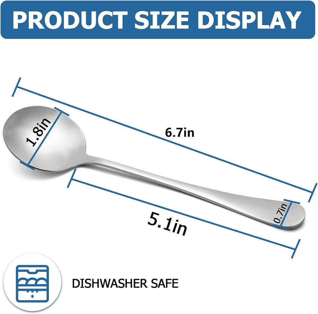 20 Piece Round Stainless Steel Bouillon Spoons, 6.7 Inch