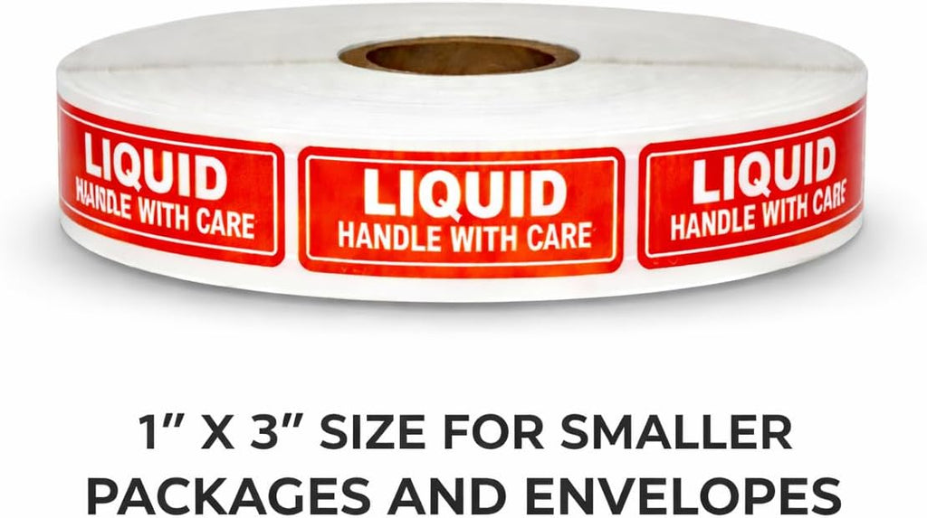 Liquid Labels 1x3 Shipping Handle with Care Fragile Adhesive Stickers