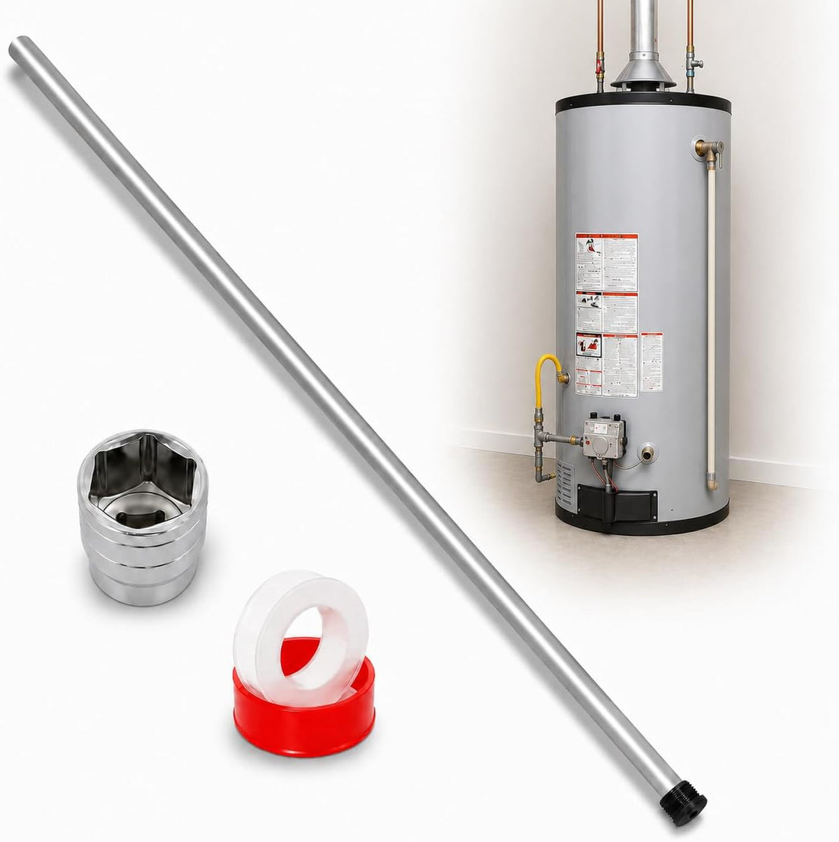 42" Magnesium Anode Rod Compatible with Rheem and A. O. Smith Water Heaters
