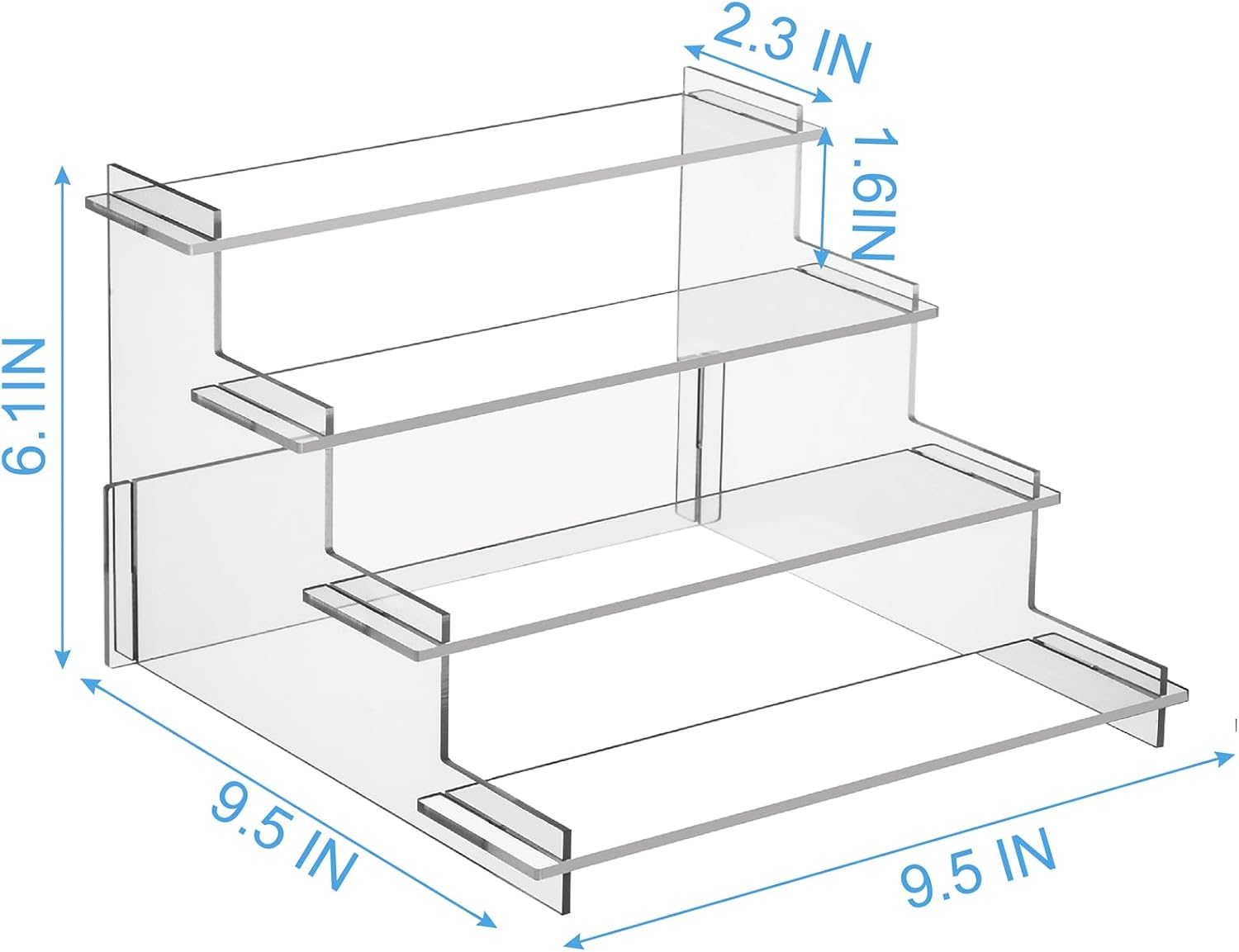 4 Tier Acrylic Display Risers, Perfume Organizer Stand, Cupcake Stand Holder, Clear Shelf Risers for Display Stands