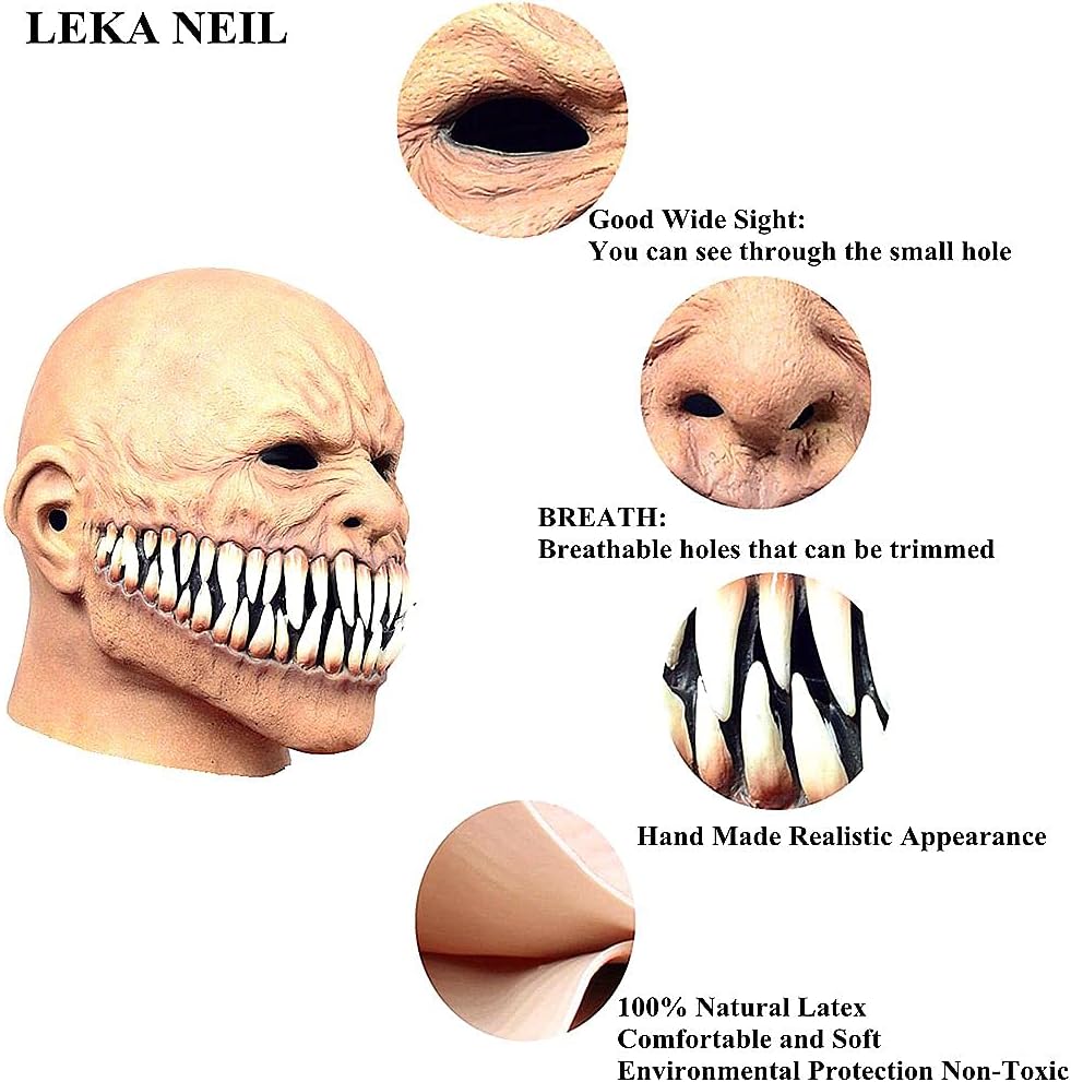 Halloween sharp tooth devil mask zombie mask Monster Devil Mask Creepy Costume Corpse Party Latex Full Head Mask