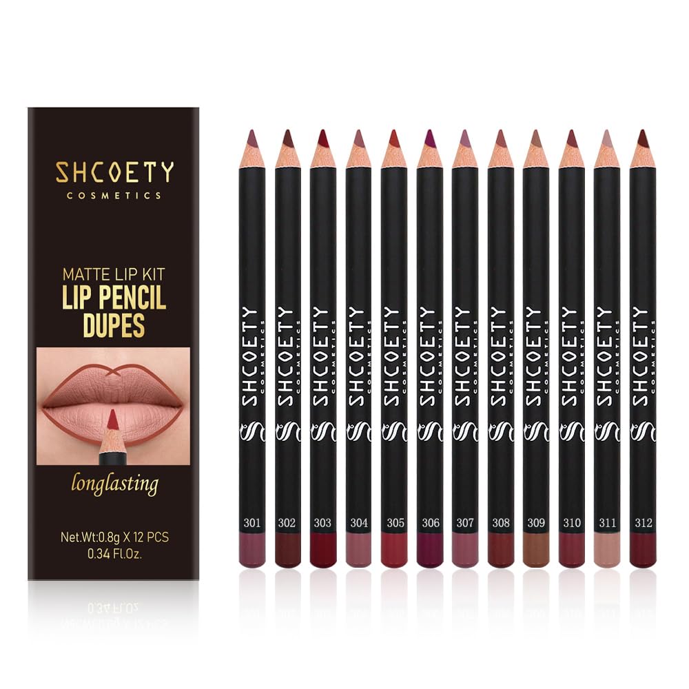 12 Colors Matte Lip Liner Set Long Lasting Waterproof Lip Liner Pencil Matte Velvet Lipstick Set Natural Soft High