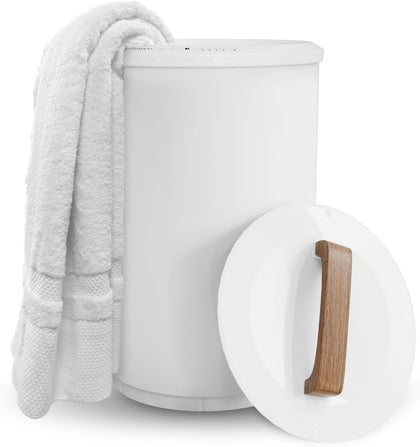 Heated Towel Warmers for Bathroom - Large Towel Warmer Bucket, Wood Handle, Auto Shut Off, Fits Up to Two 40"X70"