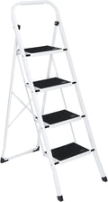 4 Step Ladder, Folding Step Stool with Wide Anti-Slip Pedal, 330lbs Sturdy Steel Ladder for Adults, Portable Steel