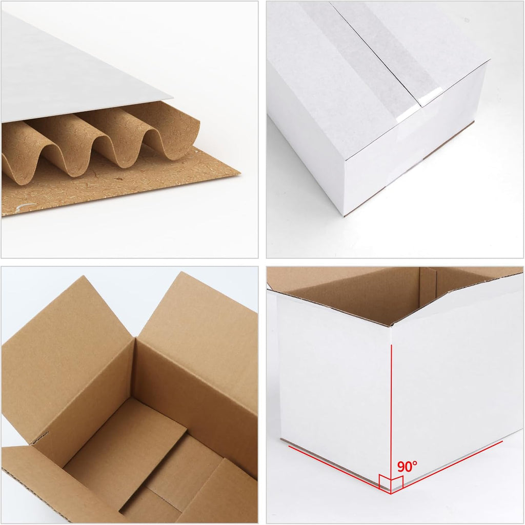 25-Pack Shipping Boxes 8x6x2 Inches, White