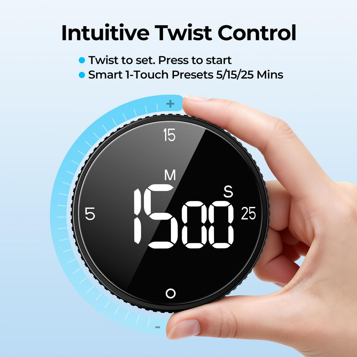 USB Rechargeable Magnetic Kitchen Timer for Cooking, Building 800mAh Battery Large Display Digital Countdown Countup