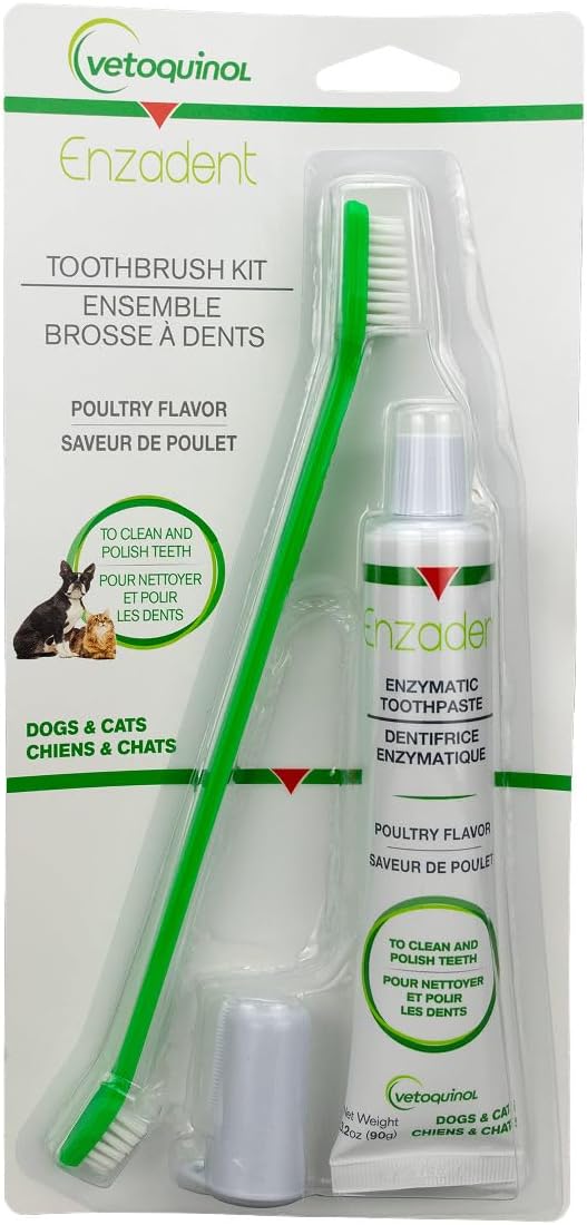 Enzadent Toothpaste Kit with Brushes for Pets, 3.2 oz