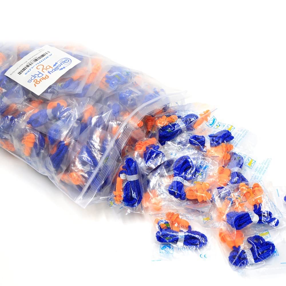 Quality Reusable Earplugs 100 Pair - 25dB Corded Silicone Ear Plugs for Shooting Construction Work Ear Plugs