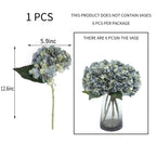 6pcs Silk Hydrangeas Artificial Flowers,Deep Lake Blue