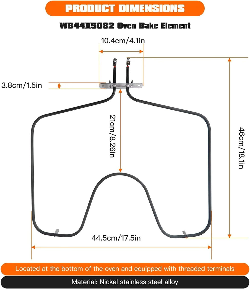 WB44X5082 Range Bake Element Replacement Oven Heating Element Fit for GE JBS03*R1, JBS03*R2, JBS03*R3, JBS03*05, JBS03*06, JBS034P1, JBS034V1, JBS03G*F1, JBS03G*H1 by YTXXDEUS