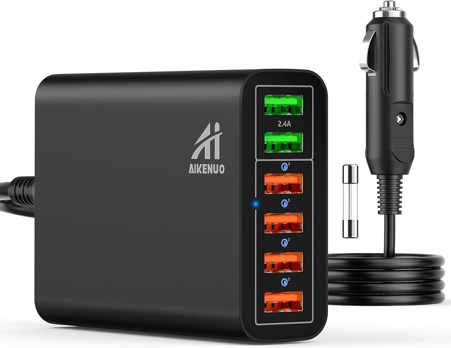 Multi Ports USB Car Charger, 96W 6 Port QC3.0 Fast Adapter Multiple Ports, with Four Quick Charge 3.0 Port, 12V-24V