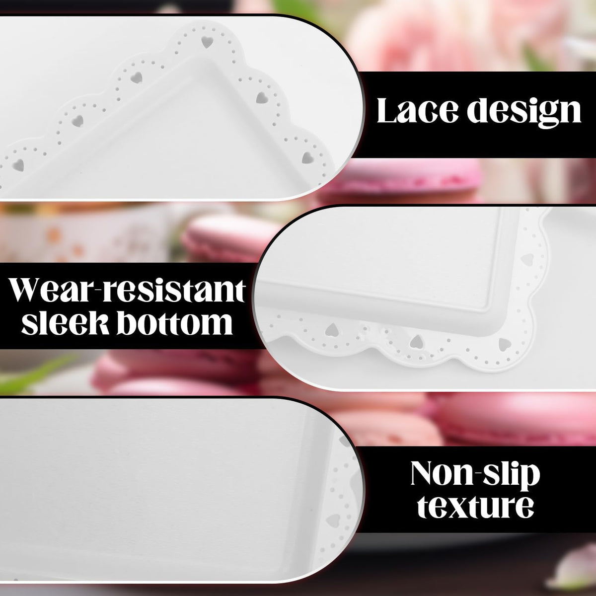 Food Tray, 12 Pack Serving Tray Serving Platter Cookies Dessert Plates,Disposable Plastic Serving Trays Rectangle