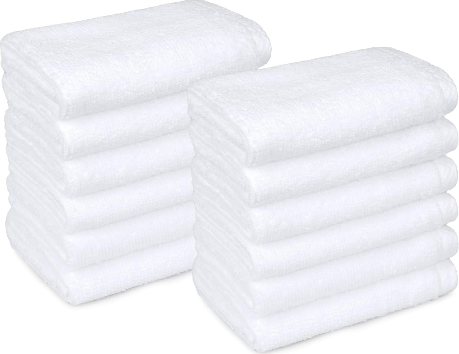 Cotton Washcloths, Lightweight Quick-Dry, Absorbent Face and Body Towel Set, 12" x 12", White, 12-Pack