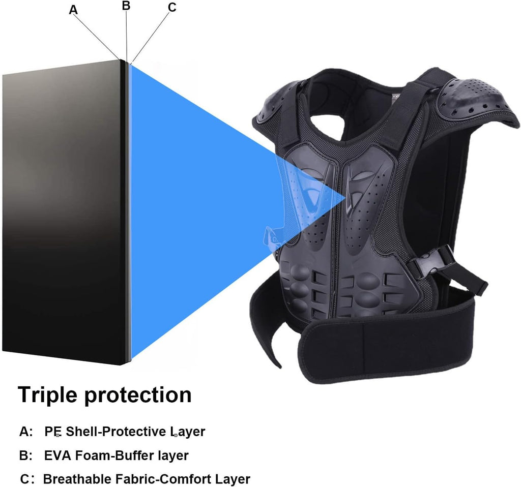 Youth Kids Chest Protector Dirt Bike Gear Motorcycle Chest Armor Motocross Dirtbike Protective Gear for Child, Boy