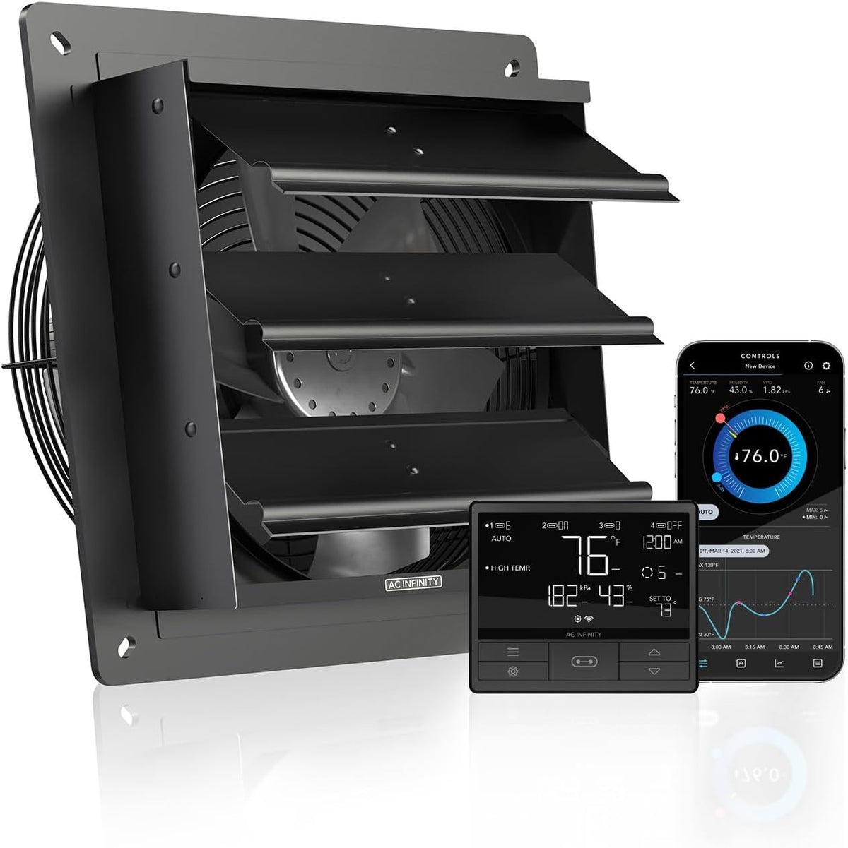 AC Infinity AIRLIFT T10 Shutter Exhaust Fan 10" with Environment Controller