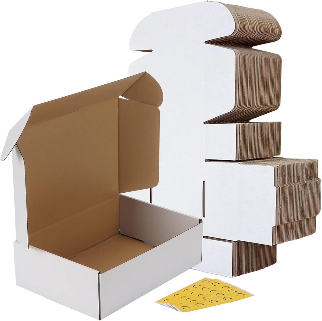 10x7x3 Inches Shipping Boxes Set of 25, White Small Corrugated Cardboard Box, Mailer Boxes for Packing Small Business