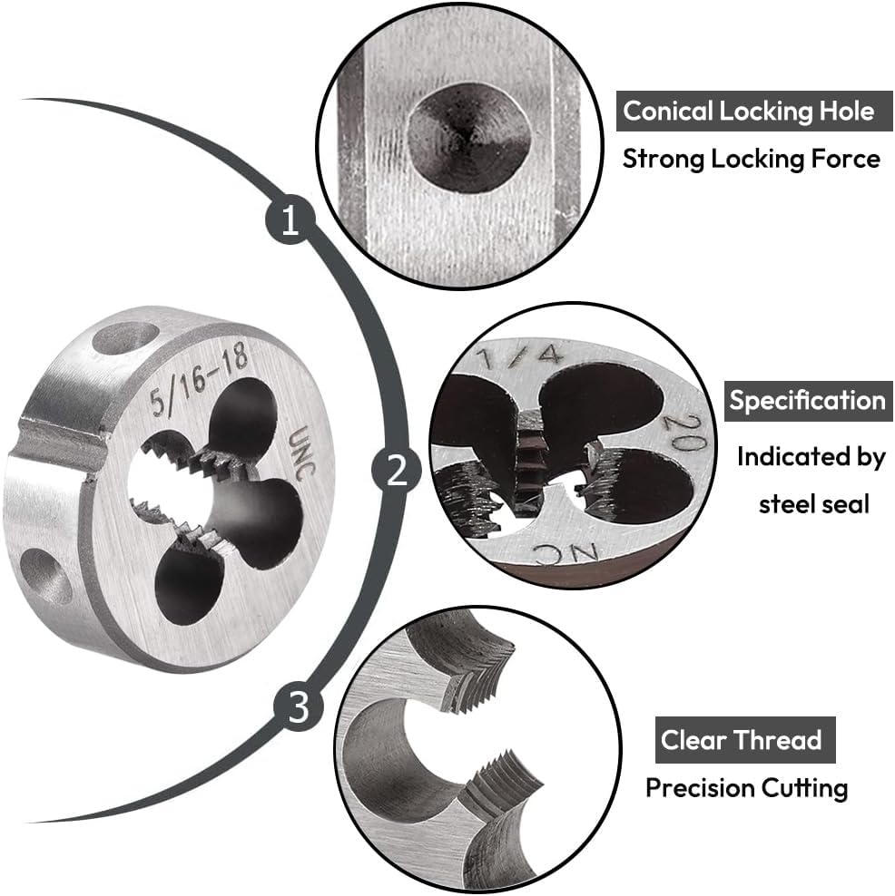 2pcs 5/16"-18 UNC Tap and Die Set, Threading Tap Die Set