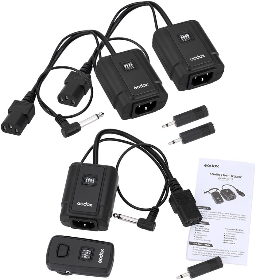 DM-16 16-Channel Studio Flash Trigger + 2Pcs DMR-16 Wireless Trigger Receiver Compatible with Canon Nikon Olympus