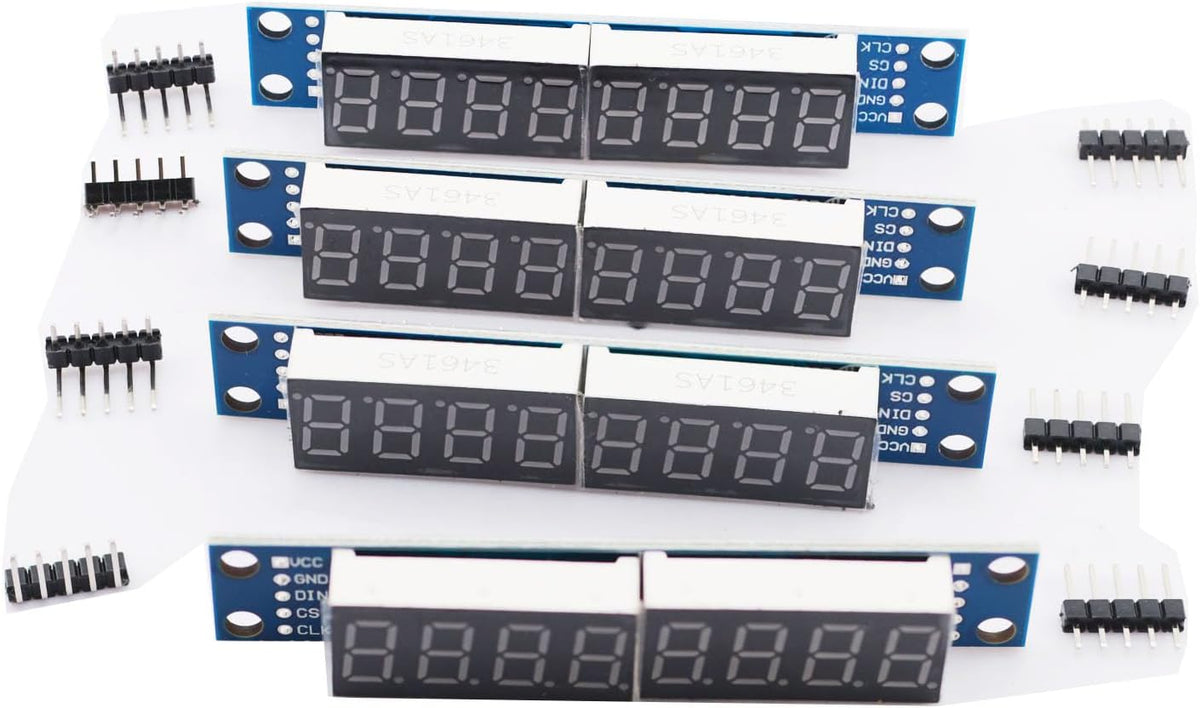 DEVMO 4pcs 8-Digit 7 Segment Module MAX7219 8 Bit Digital Segment Tube LED Display Module Supports Cascade Eight Bit Serial 3 IO Ports Compatible with Ar-duino MCU/51/AVR/STM32