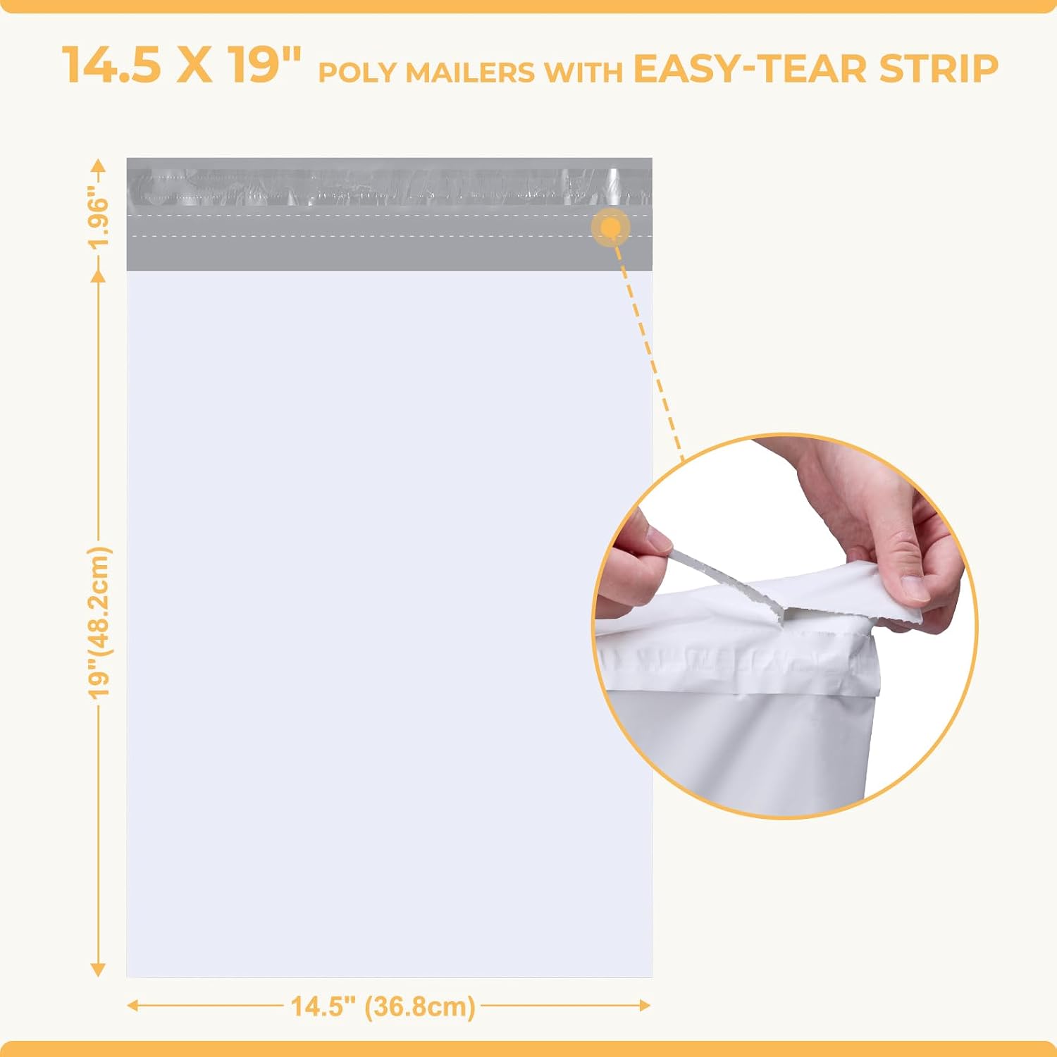 Poly Mailers 14.5x19 50Pcs White Large Shipping Bags for Clothes | Mailers Poly Bags with Self Seal and Easy-Open