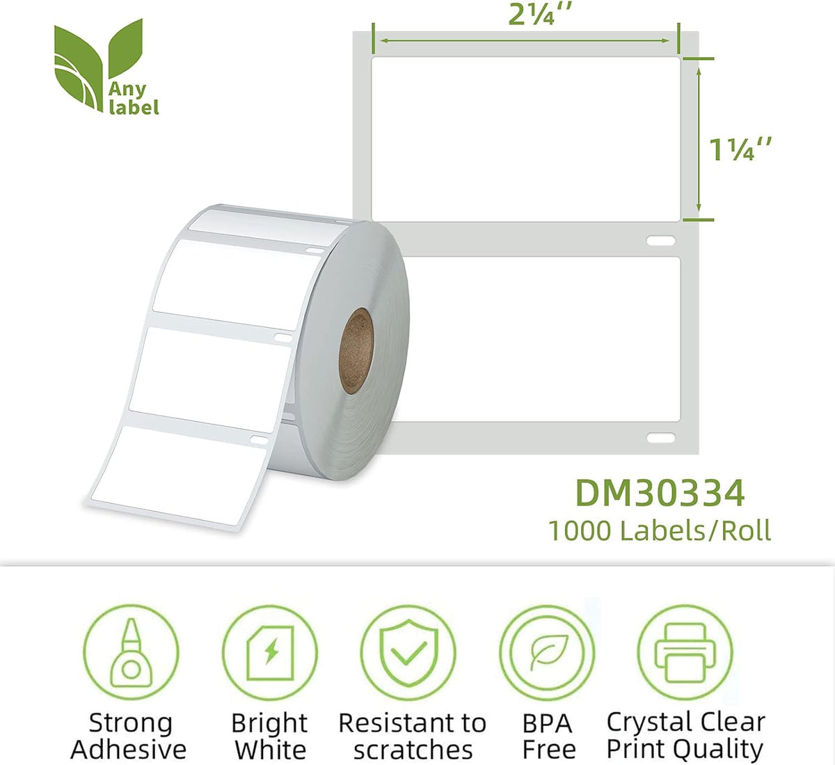 Compatible 2-1/4" x 1-1/4" Direct Thermal Labels Replacement for DYMO 30334 Barcodes Address Postage, Compatible with