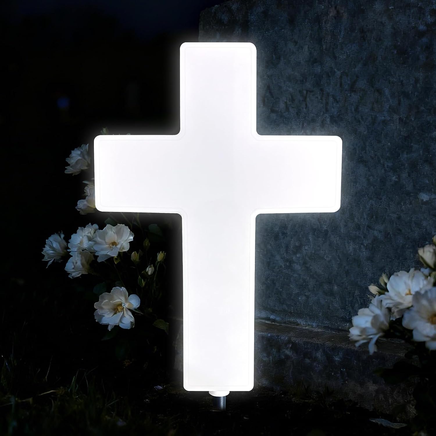 Solar Cross Light, Grave Decorations for Cemetery Memorial
