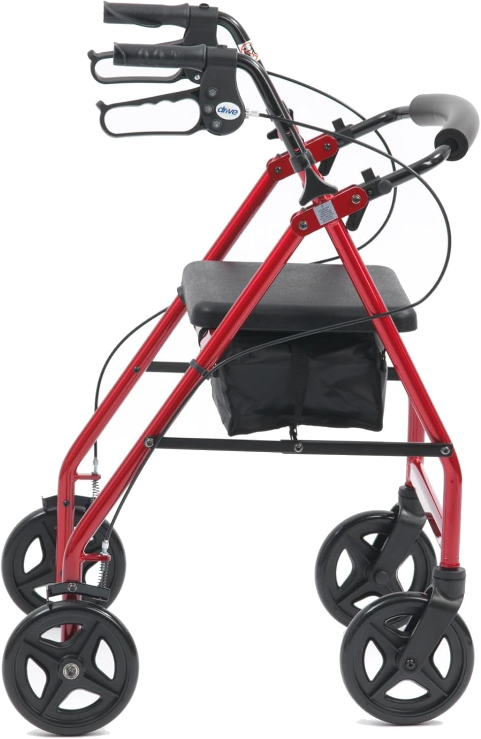 Aluminum Rollator Fold Up and Removable Back Support, Padded Seat with 7.5-Inch Casters, Red