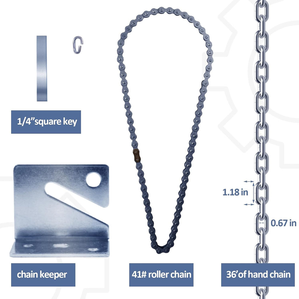Garage Door Chain Hoist - 4:1 Reduced Drive Heavy Duty Hoist for Roll Up Doors and Jackshaft Garage Door Openers